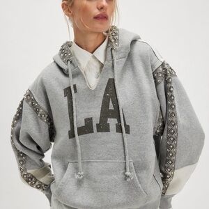 Free People Midnight Sparkle Embellished LA Hoodie NWT